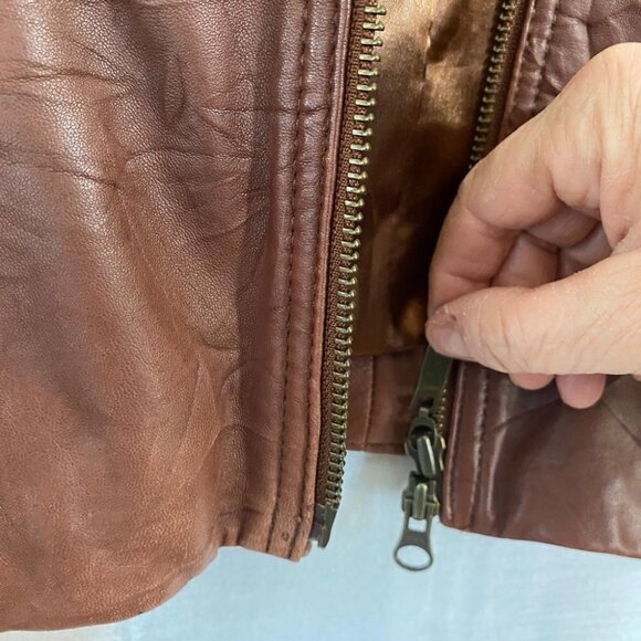 Tribal  Rustic Red Vegan Leather Biker Jacket Ladies 4 - Picture 7 of 11